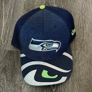 New Era Seattle Seahawks Navy and Silver Cap